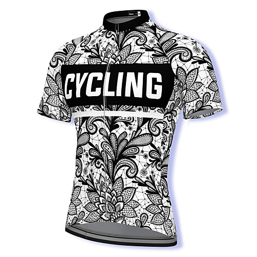 

21Grams Men's Short Sleeve Cycling Jersey Spandex BlackWhite Floral Botanical Bike Top Mountain Bike MTB Road Bike Cycling Breathable Quick Dry Sports Clothing Apparel / Athleisure