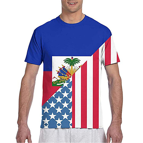 

Men's T shirt 3D Print Graphic Prints Flag Print Short Sleeve Daily Tops Classic Designer Big and Tall Blue