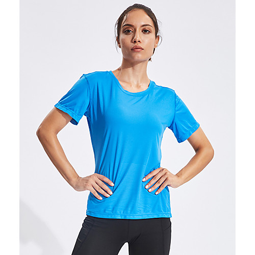 

Women's Short Sleeve Running Shirt Tee Tshirt Top Athletic Athleisure Spandex Breathable Quick Dry Moisture Wicking Fitness Gym Workout Running Training Exercise Sportswear Solid Colored White Black