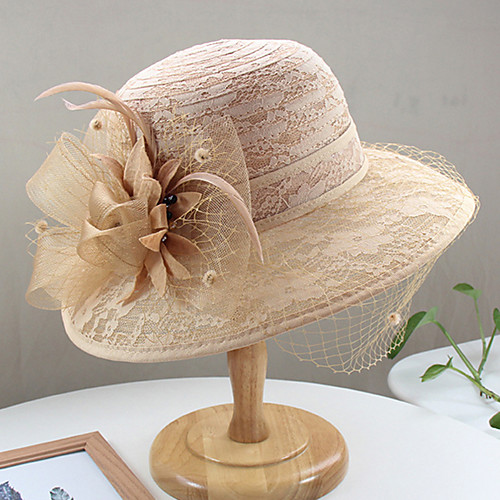 

Vintage Style Elegant Tulle / Lace Hats / Headwear / Straw Hats with Feather / Lace / Appliques 1 Piece Casual / Holiday Headpiece