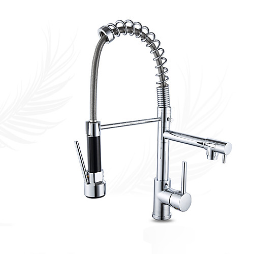 

Kitchen faucet - Single Handle Two Holes Chrome Pull-out / ­Pull-down Widespread Contemporary Kitchen Taps