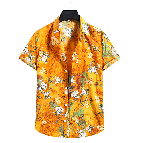 

Men's Shirt 3D Print Graphic Prints Print Short Sleeve Vacation Tops Yellow