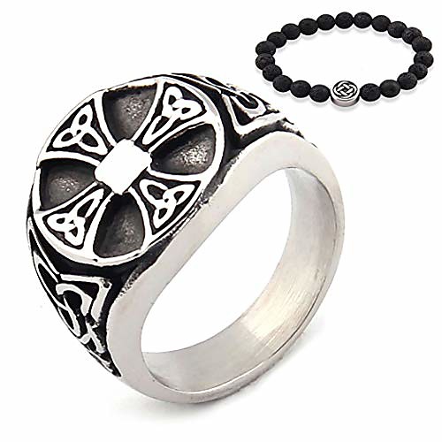 

Stainless Steel Celtic Knot Ring Triquetra Cross Shield Infinity Trinity Jewelry Protection Eternity Men Women