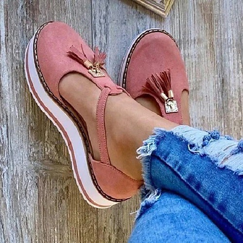

Women's Sandals Wedge Heel Round Toe Flat Sandals Daily Synthetics Solid Colored Black Blue Pink