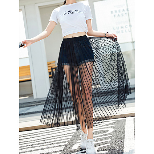 

Women's Street Daily Streetwear Skirts Lines / Waves Black