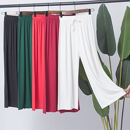 

Women's High Waist Yoga Pants Wide Leg Harem Bottoms Breathable Quick Dry Moisture Wicking Solid Color Peacock Dark Green H00108 Black Red Modal Cotton Yoga Fitness Gym Workout Winter Sports
