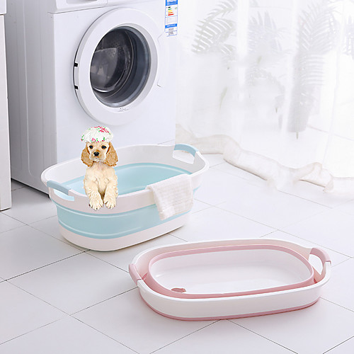 

Dog Cat Dog Pet Bath Pool Dog Pet Pool Bathing Tub Plastic Dog Clean Supply Baths Adjustable Flexible Durable Folding Easy to Use Pet Grooming Supplies Blue Pink