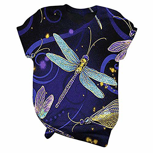 

dragonfly print fashion t shirt cotton graphic blouse casual summer short sleeve tops novelty shirt