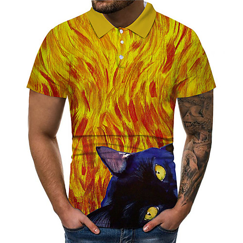 

Men's Polo 3D Print Graphic 3D Animal 3D Print Short Sleeve Daily Tops Fashion Classic Yellow