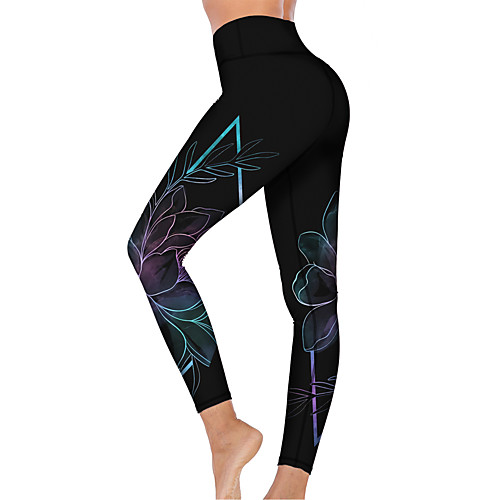 

21Grams Women's High Waist Yoga Pants Cropped Leggings Tummy Control Butt Lift Breathable Black Fitness Gym Workout Running Winter Sports Activewear High Elasticity