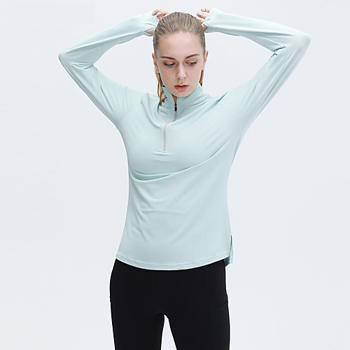 

Women's Long Sleeve Running Shirt Quarter Zip Tee Tshirt Top Athletic Athleisure Spandex Breathable Quick Dry Moisture Wicking Yoga Fitness Gym Workout Running Sportswear Solid Colored White Black