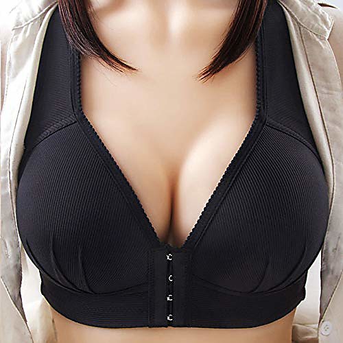 

plus size front closure elastic push up comfort bra black 42/95c