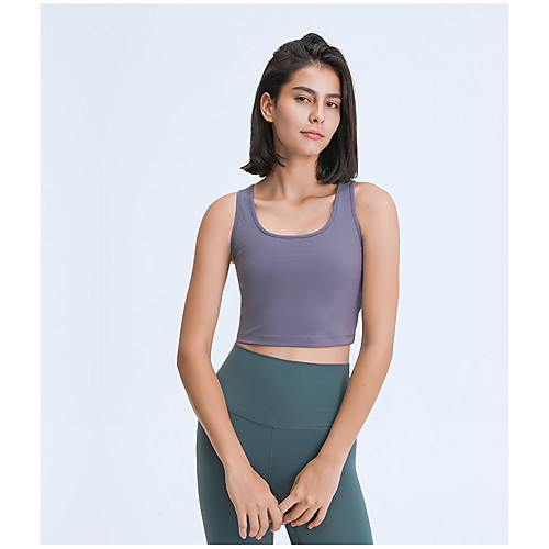 

Women's Sleeveless Running Tank Top Cropped Top Athletic Athleisure Summer Spandex Quick Dry Breathable Soft Yoga Fitness Gym Workout Running Active Training Sportswear Solid Colored Normal Black