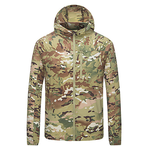 

Men's Hunting Jacket Outdoor Breathable Ventilation Ultraviolet Resistant Wearproof Fall Spring Summer Solid Colored Camo Polyester Camouflage Grey Green