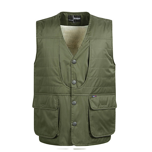 

Men's Hiking Vest / Gilet Fishing Vest Military Tactical Vest Sleeveless Vest / Gilet Jacket Top Outdoor Thermal Warm Lightweight Fleece Lining Breathable Autumn / Fall Cotton Solid Color Black Army