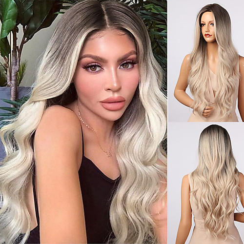 

Synthetic Wig Deep Wave Mali Twist Asymmetrical Middle Part Wig 26 inch A1 A2 A3 A4 Synthetic Hair Women's Cosplay Party Fashion Blonde