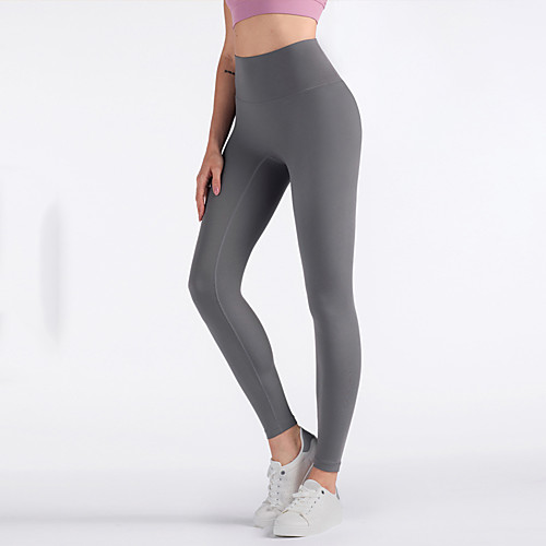 

Women's High Waist Yoga Pants Hidden Waistband Pocket Cropped Leggings Tummy Control Butt Lift Breathable Solid Color Earth Yellow Purple Red Nylon Spandex Yoga Fitness Gym Workout Winter Sports