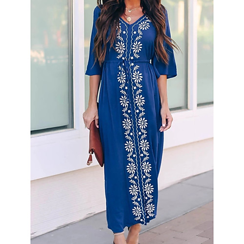 

Women's Swimsuit Cover Up Beach Top Swimsuit Slim Color Block Abstract Blue Swimwear T shirt Dress Tunic V Wire Bathing Suits New Ethnic Fashion