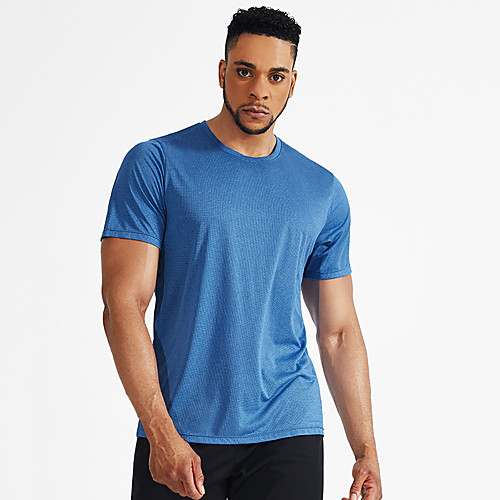 

Men's Short Sleeve Running Shirt Tee Tshirt Top Athletic Athleisure Spandex Breathable Quick Dry Moisture Wicking Fitness Gym Workout Running Training Exercise Sportswear Solid Colored Black Blue Red