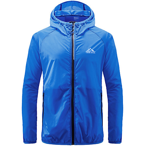 

KORAMAN Men's Hoodie Jacket Hiking Jacket Hiking Skin Jacket Outdoor Solid Color Lightweight UV Sun Protection Breathable Quick Dry Jacket Hoodie Top Single Slider Hunting Fishing Climbing White Navy