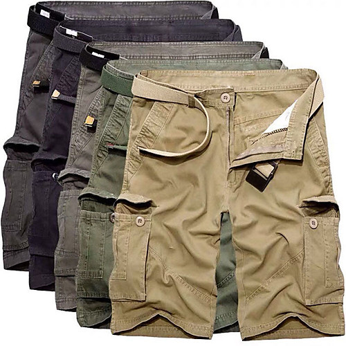 

Men's Hiking Shorts Hiking Cargo Shorts Solid Color Summer Outdoor Multi-Pockets Breathable Soft Wear Resistance Cotton Shorts Black Army Green Grey Khaki Green Hunting Fishing Climbing 28 29 30 31 32