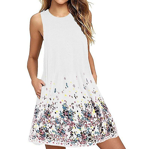 

wish ebay europe and america hot summer print round neck sleeveless vest dress loose a-line dress
