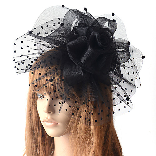 

Retro Hyperbole Tulle Fascinators with Feather / Floral 1 Piece Special Occasion / Party / Evening Headpiece