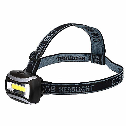

COB Spotlight Super Bright Battery Operated Spotlight Head-Mounted Flashlight For Hunting Camping Fishing (Schwatz)