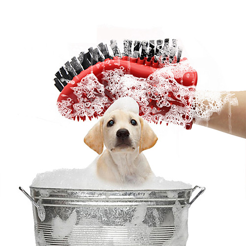 

Dog Cat Pet Grooming Brush Pet Grooming Glove Silica Gel Dog Clean Supply Pet Hair Remover Massage Easy to Clean Deshedding Glove Pet Grooming Supplies Red