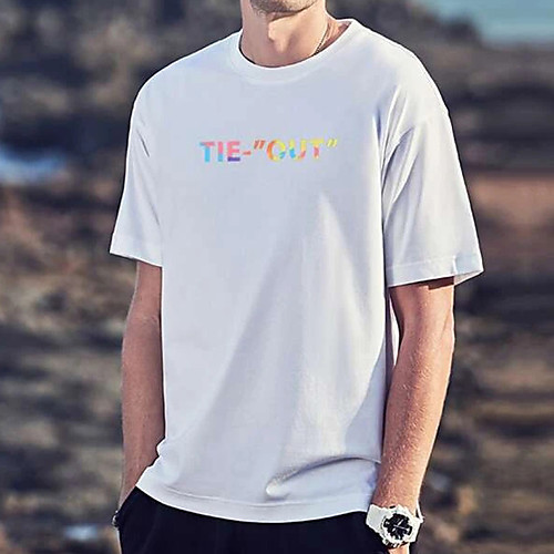 

Men's Tees T shirt Hot Stamping Graphic Prints Letter Print Short Sleeve Casual Tops 100% Cotton Basic Designer Big and Tall White