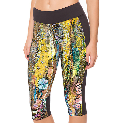 

Women's Stylish Novelty Comfort Leisure Sports Weekend Leggings Pants Color Block Graphic Prints Leaves Print Calf-Length Sporty Elastic Waist Print Purple Yellow Green
