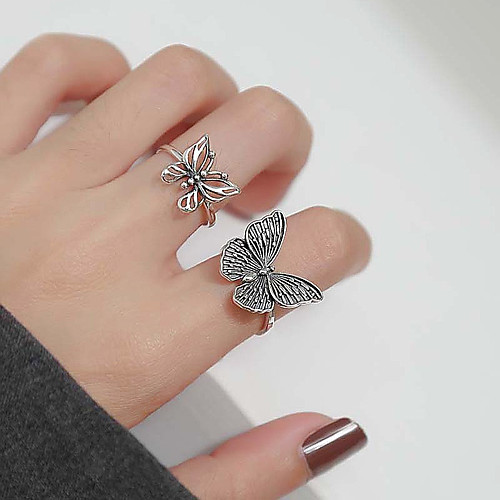 

Ring Vintage Style Black Silver Alloy Butterfly Simple Vintage Korean 1pc Adjustable / Women's / Couple's / Open Cuff Ring
