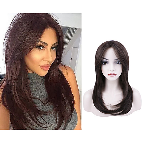 

Natural Straight Mid-length Bown Wig Chemical Fiber Mechanism Headgear Long Straight Hair Free Boundary Daily Wig Headgear