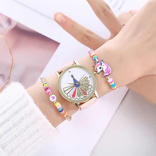 

Girls' Quartz Watches Analog Quartz Stylish Minimalist Creative Large Dial / PU Leather