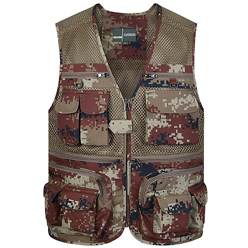 

Men's Hiking Vest / Gilet Fishing Vest Military Tactical Vest Sleeveless Vest / Gilet Jacket Top Outdoor Lightweight Breathable Quick Dry Sweat wicking Spring Summer Cotton Camo Camouflage Green