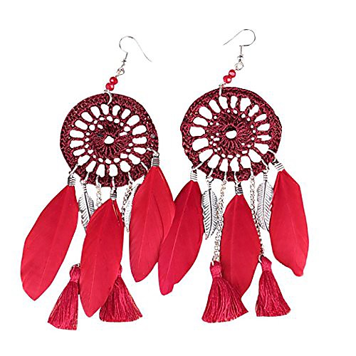 

angel3292 clearance deals ethnic dream catcher tassel statement hook earrings long dangle women jewelry
