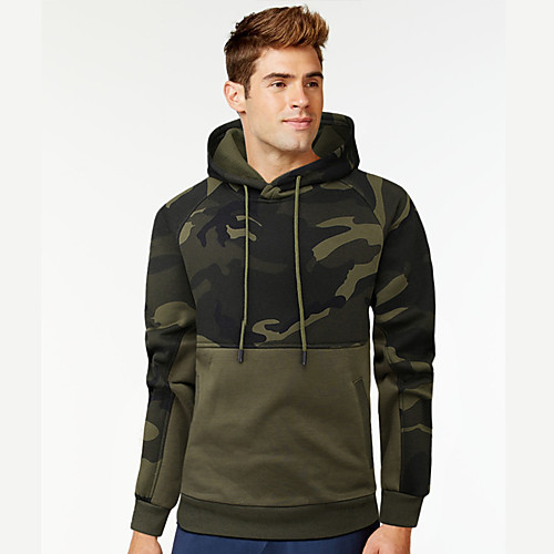 

Men's Hoodie Color Block Camo / Camouflage Daily Weekend Casual Streetwear Hoodies Sweatshirts Black Army Green Khaki