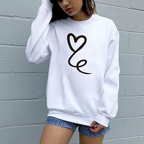 

Women's Sweatshirt Pullover Pure Color Crew Neck Heart Sport Athleisure Sweatshirt Top Long Sleeve Breathable Soft Comfortable Everyday Use Street Casual Daily Outdoor