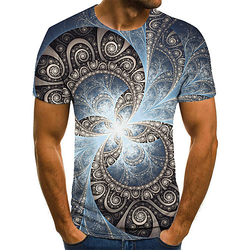 

Men's T shirt 3D Print Graphic 3D Print Print Short Sleeve Casual Tops Casual Fashion Blue