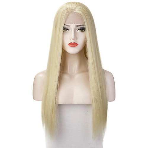 

613 blonde lace front wigs Long Straight Free Parting Wig for women Heat resistant Fabric synthetic hair replacement wigs 26inch