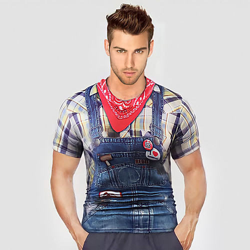 

Men's T shirt Simulation Print Short Sleeve Daily Tops Streetwear Fuchsia