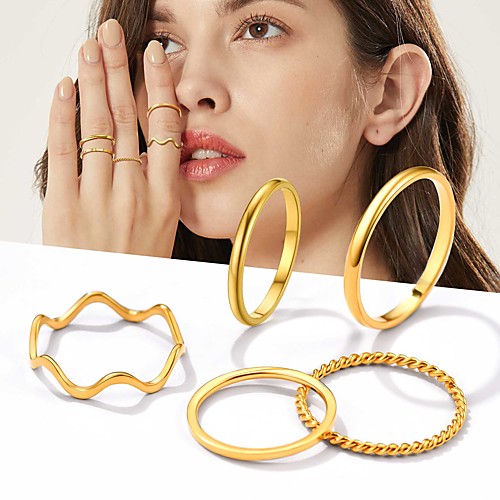 

Ring Gold Silver Titanium Steel Stylish Simple 8pcs Adjustable / Women's
