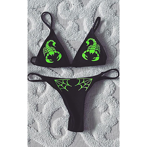 

Women's Bikini 2 Piece Swimsuit Push Up Triangle Print Animal Black Swimwear Padded Strap Bathing Suits New Fashion Sexy