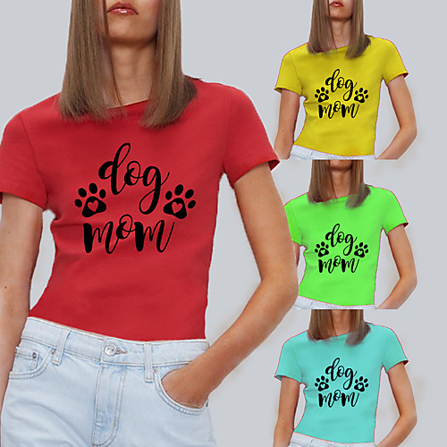 

Women's Tee / T-shirt Pure Color Crew Neck Letter Printed Sport Athleisure T Shirt Top Short Sleeves Breathable Soft Comfortable Everyday Use Street Casual Daily Outdoor