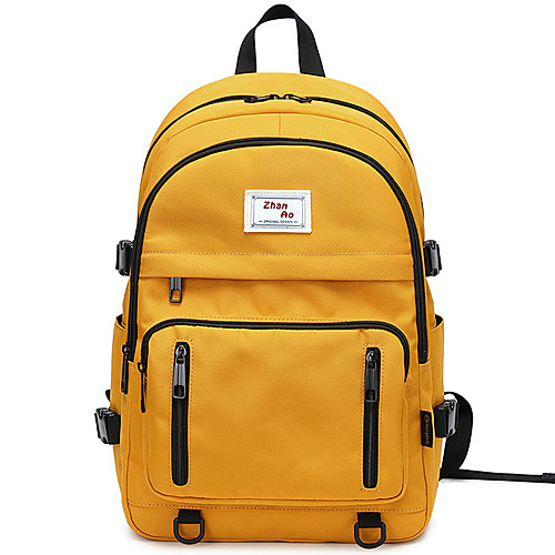 

Unisex Oxford Cloth School Bag Rucksack Adjustable Large Capacity Zipper Solid Color School Daily Backpack Wine Black Blue Yellow Blushing Pink