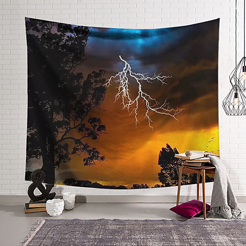 

Wall Tapestry Art Decor Blanket Lightning Curtain Hanging Home Bedroom Living Room Decoration and Psychedelic and Floral Theme