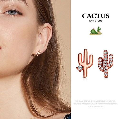 

Women's Cubic Zirconia Mismatch Earrings Classic Cactus Simple European Cute Imitation Diamond Earrings Jewelry Rose Gold For Party Evening Street Date Vacation Festival