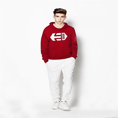 

Men's Hoodie Graphic Solid Colored Text Hooded Casual Hoodies Sweatshirts Slim White Black Red / Letter