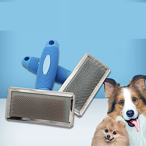 

Dog Cat Grooming Cleaning Pet Grooming Brush Stainless steel Comb Dog Clean Supply Pet Hair Remover Easy to Clean Mats & Tangles Removing Pet Grooming Supplies Blue