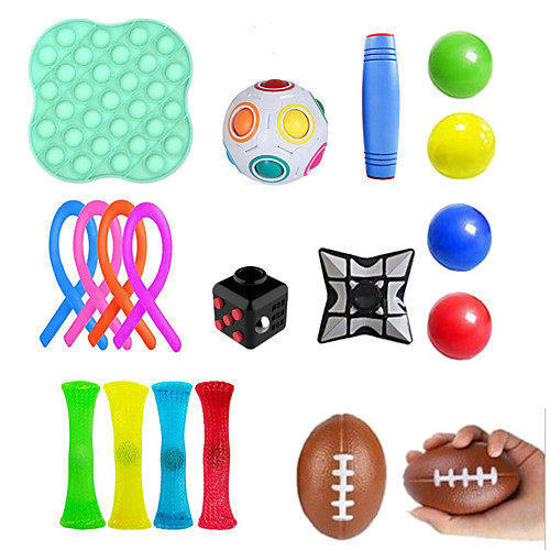 

Squishy Toy Throwing Toy Push Pop Bubble Sensory Fidget Toy Stress Reliever 19 pcs Mini Football Rugby Creative Transformable Cute Stress and Anxiety Relief Fun Strange Toys Decompression Toys Funny